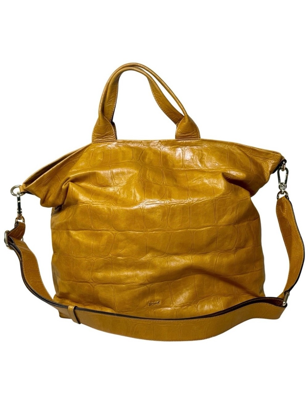 Abro Leather Purse Crocodile Embossed Crossbody Bag Mustard Yellow Fall Autumn